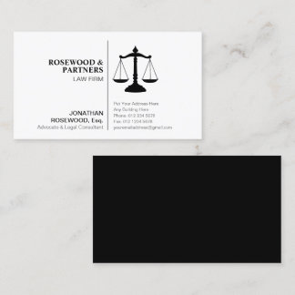 Minimalistische Berufliche Schwarz-Weiß-Seite Visitenkarte