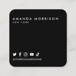 Minimalistische Berufliche Social Media Black Quadratische Visitenkarte