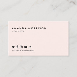 Minimalistische Berufliche Social Media Pink Visitenkarte