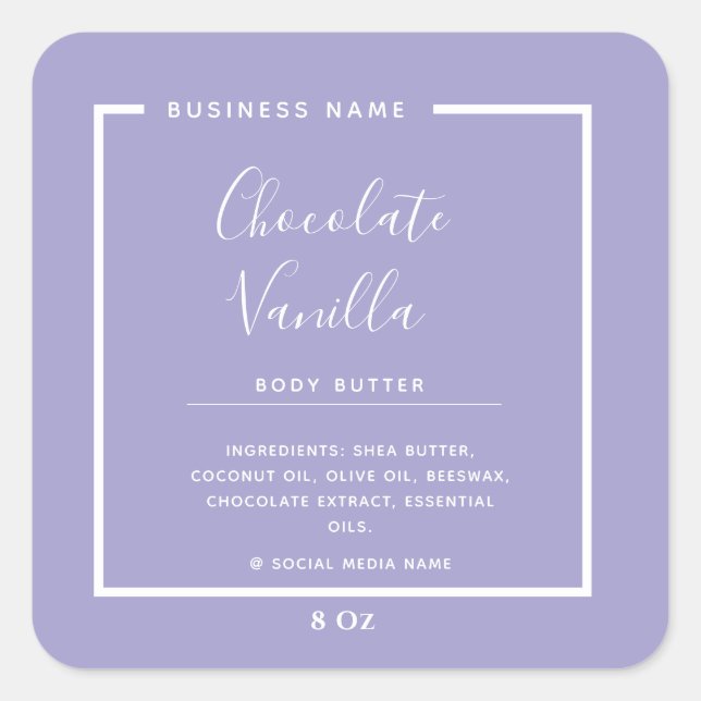 Minimalistische berufliche Typografie-Lavendel Quadratischer Aufkleber (Vorderseite)