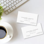 Minimalistische Berufliche Visitenkarte des Weißen<br><div class="desc">Diese einfache und minimalistische Visitenkarte enthält Ihren Namen und Ihren Titel in schwarz auf weißem Hintergrund. Personalisieren Sie es für Ihre Bedürfnisse. Ideal für Führungskräfte,  Buchhalter,  Anwälte,  Anwälte,  Finanzanalysten,  Berater,  Grafiker,  Autoren,  Innenarchitekten und alle Geschäftsleute. In meinem Geschäft finden Sie passende Produkte.</div>