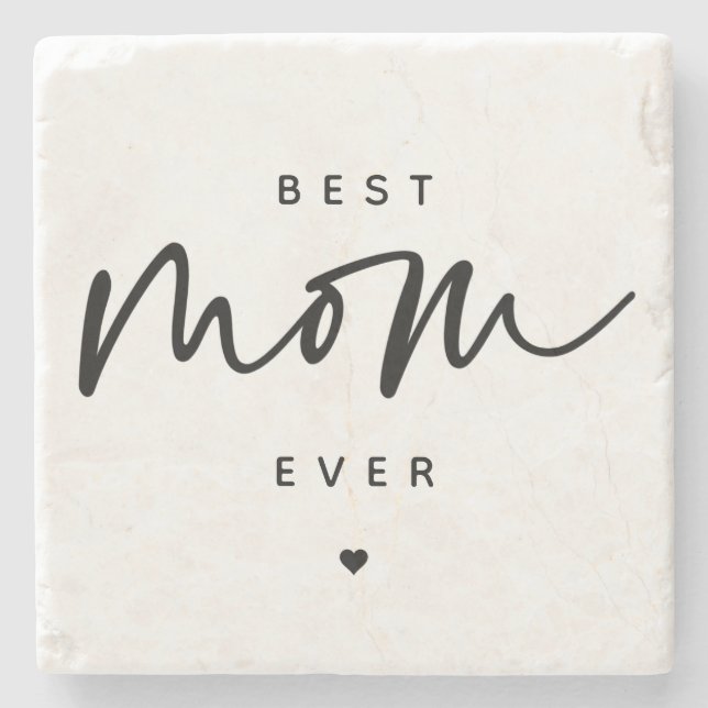 Minimalistische beste Mama je elegante Script Typo Steinuntersetzer (Vorderseite)