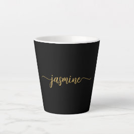 Minimalistische Bezeichnung für Schwarz-Gold-Monog Milchtasse