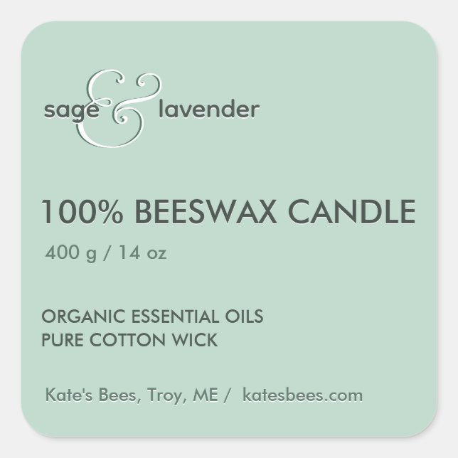 Minimalistische Bienenwachskandale Jar Sticker Sag (Vorderseite)