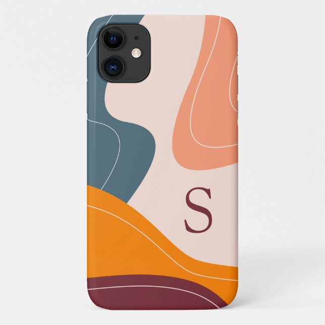 Minimalistische Bio Formen Waves Monogramm Case-Mate iPhone Hülle (Rückseite)