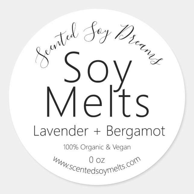 Minimalistische Bio Vegane Sojabohnenmarken Runder Aufkleber (Vorderseite)