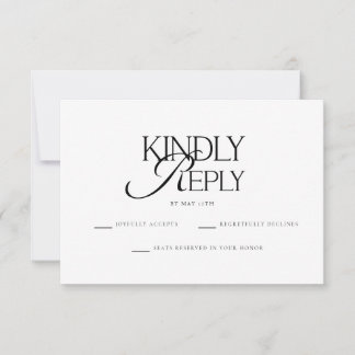 Minimalistische "Bitte Antworten" Schwarz-Weiß-Hoc RSVP Karte