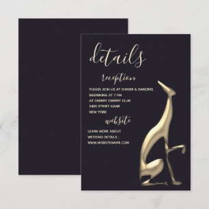 Minimalistische Black and Gold Hund Wedding Detail Einladung