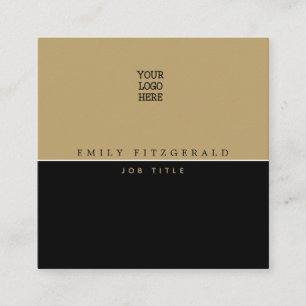 Minimalistische Black and Gold Typografie/Ihr Logo Quadratische Visitenkarte