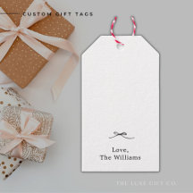 Minimalistische Black Bow-Geschenkmarken Polka Doc