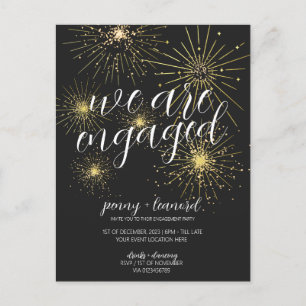 Minimalistische Black-Gold-Feuerwerkskommunikation Postkarte