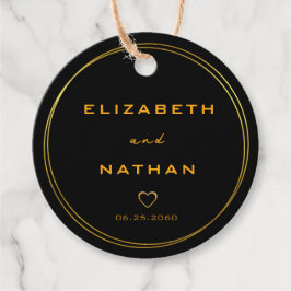 Minimalistische Black & Green & Gold Hochzeit Geschenkanhänger