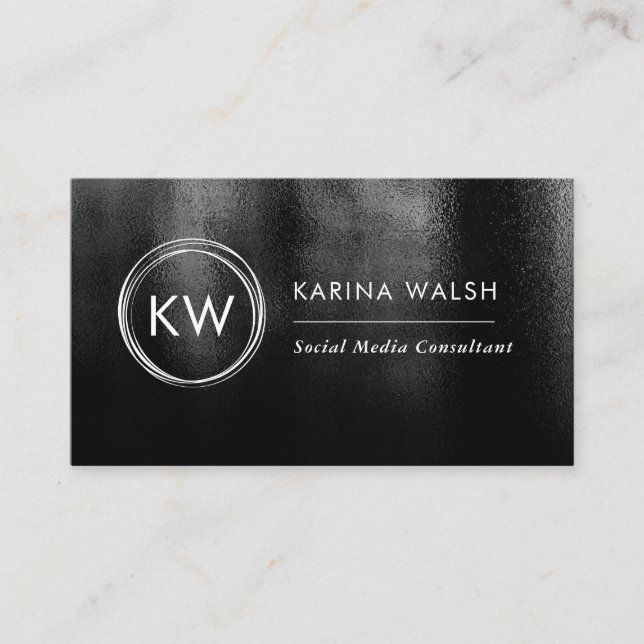 Minimalistische Black Monogram Logo-Visitenkarte Visitenkarte (Vorderseite)