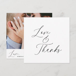 Minimalistische Black Script-Liebe dank Hochzeitss Dankeskarte