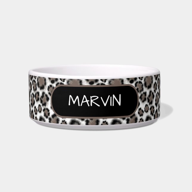 Minimalistische Black Taupe Leopard Print Napf (Vorderseite)