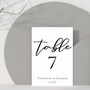 Minimalistische Black Typografy Chic Wedding Tischnummer
