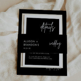 Minimalistische Black Wedding Names Einladungsbanderole
