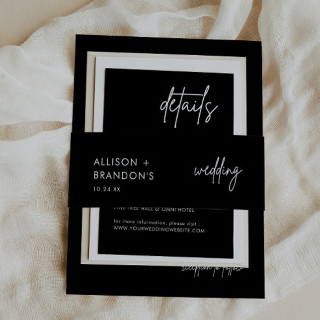 Minimalistische Black Wedding Names Einladungsbanderole (Von Creator hochgeladen)