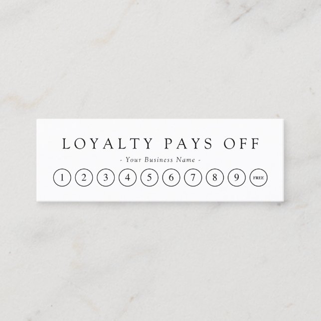 Minimalistische Black & White Loyalty Punch Card Treuekarte (Vorderseite)