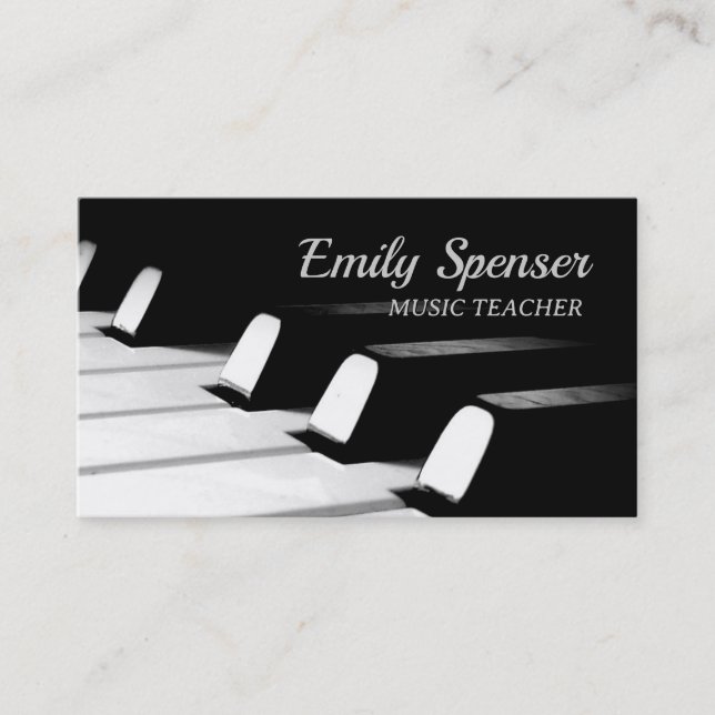 Minimalistische Black & White Piano Key Business C Visitenkarte (Vorderseite)