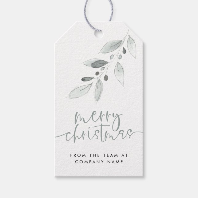 Minimalistische Blätter Firmenlogo Frohe Weihnacht Geschenkanhänger (Vorderseite)
