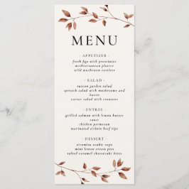 Minimalistische Blätter Moderne Hochzeit im Herbst Menükarte