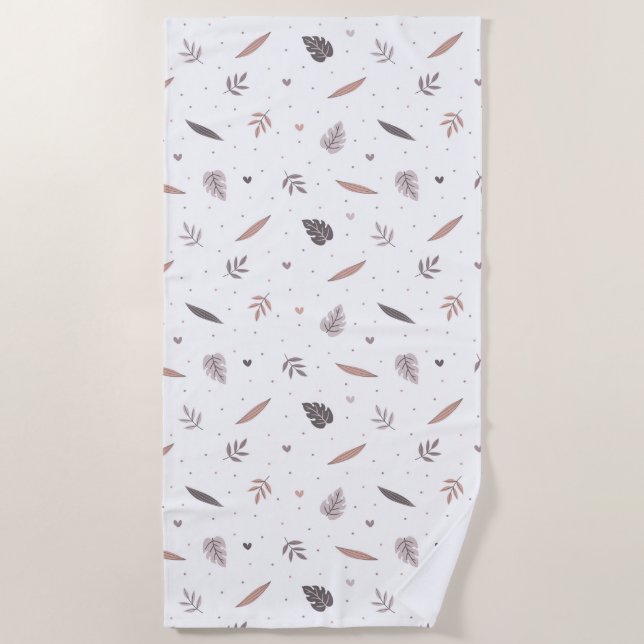 Minimalistische Blätter Pattern Beach Handtuch (Vorderseite)