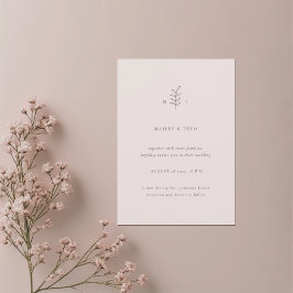 Minimalistische Blätter Rosa Schwarze Hochzeit Ein Einladung