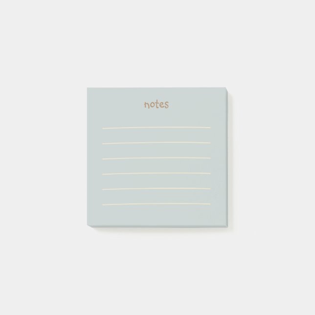 Minimalistische Blaue Anmerkungen mit Zeilen Post-it Klebezettel (Vorderseite)