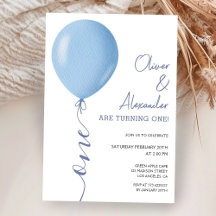 Minimalistische blaue Ballon-Zwillinge Jungen 1. G