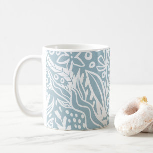 Minimalistische blaue botanische Muster-Kaffeetass Kaffeetasse