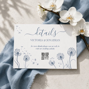 Minimalistische blaue florale Hochzeitsdetails Begleitkarte