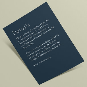 Minimalistische Blaue Hochzeit Begleitkarte