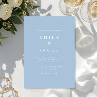 Minimalistische blaue Hochzeit Einladung