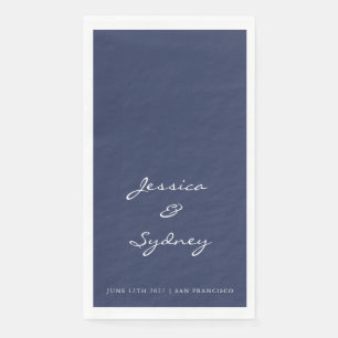 Minimalistische blaue Hochzeit Serviette