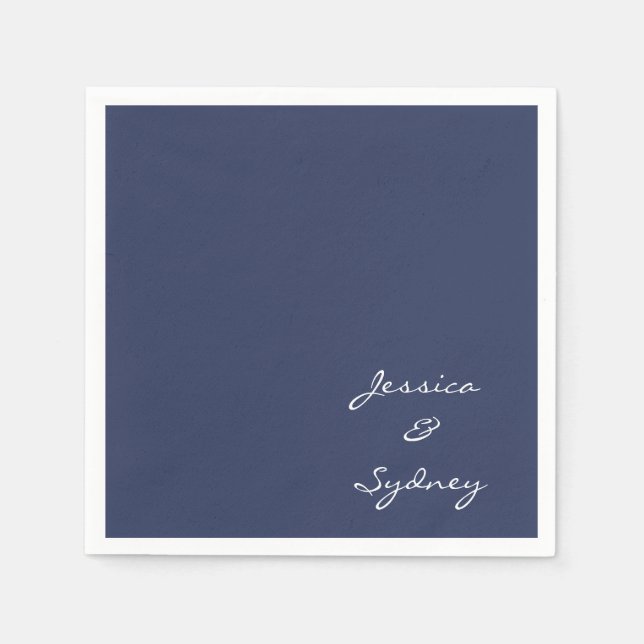 Minimalistische blaue Hochzeit Serviette (Vorderseite)