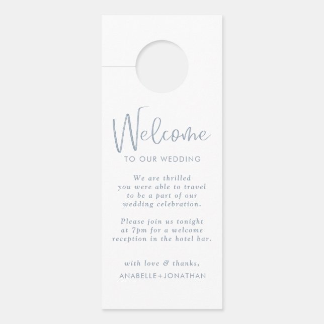 Minimalistische blaue Hochzeit stört nicht Türanhänger (Vorderseite)