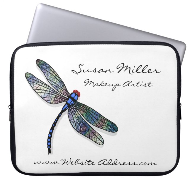 Minimalistische blaue Libelle Laptopschutzhülle (Vorderseite)