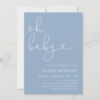 Minimalistische blaue moderne Babyparty-Einladung Einladung