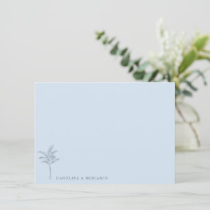 Minimalistische blaue Palme Linienkunst Elegante H Dankeskarte