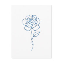 Minimalistische Blaue Rose Linienkunst