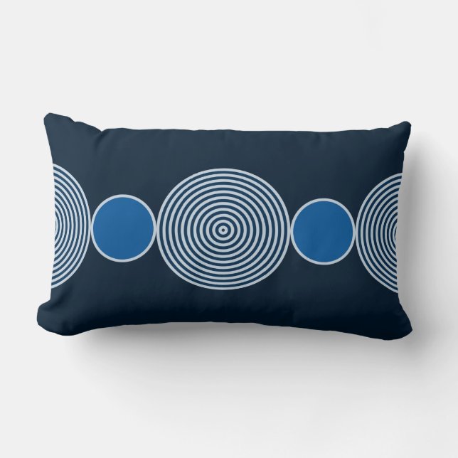 Minimalistische blaue Rundperlen Muster Lumbar Kis Lendenkissen (Vorderseite)