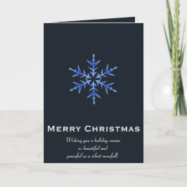 Minimalistische blaue Schneeflocke handgezeichnete Karte