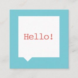 Minimalistische blaue SpeechBubble Geschäfts-Karte Quadratische Visitenkarte
