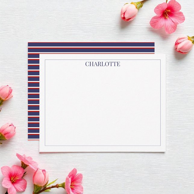 Minimalistische blaue Streifen Klassischer Chic Mo Mitteilungskarte (Von Creator hochgeladen)