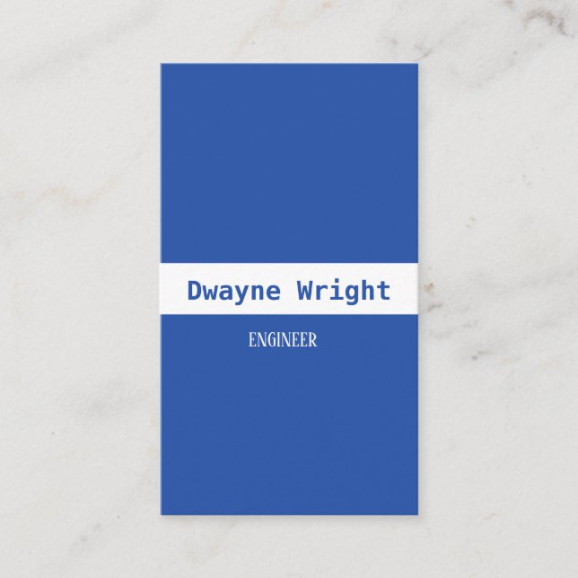 Minimalistische blaue und weiße Visitenkarte (Vorderseite)