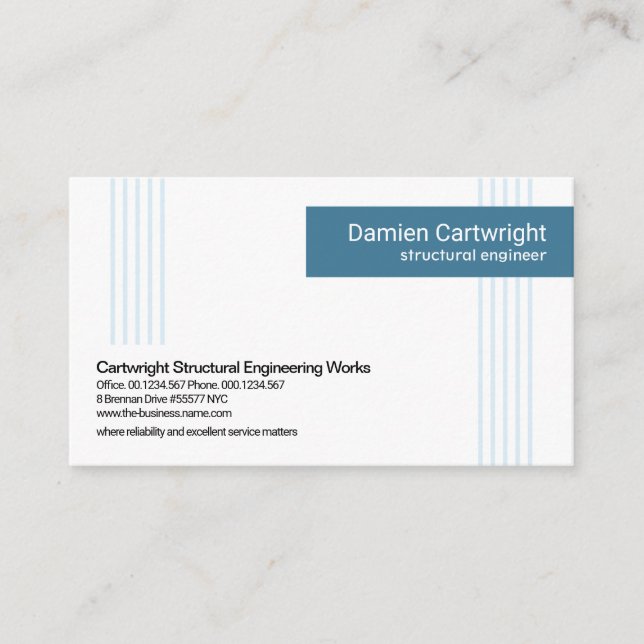 Minimalistische blaue vertikale Linien - blaue Reg Visitenkarte (Vorderseite)
