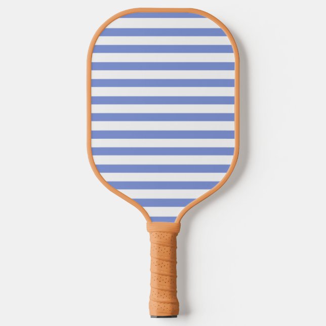 Minimalistische blauer und weißer Cabana Streifen Pickleball Schläger (Vorderseite)