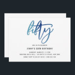 Minimalistische Blaufolie 50. Geburtstag Einladung<br><div class="desc">Diese minimalistische 50. Geburtstagsfeier lädt mit einem Blickfang blauer Folie "50" Text ein. Bitte beachten Sie, dass die blaue Folie nur eine Textur ist, keine echte Folie. Für eine erweiterte Anpassung dieses Designs, z.B. das Ändern des Layouts, des Schriftartes oder der Textgröße, klicken Sie bitte auf den obigen Button "KENNEN"....</div>