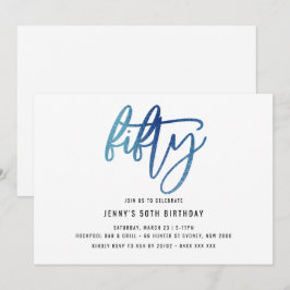 Minimalistische Blaufolie 50. Geburtstag Einladung